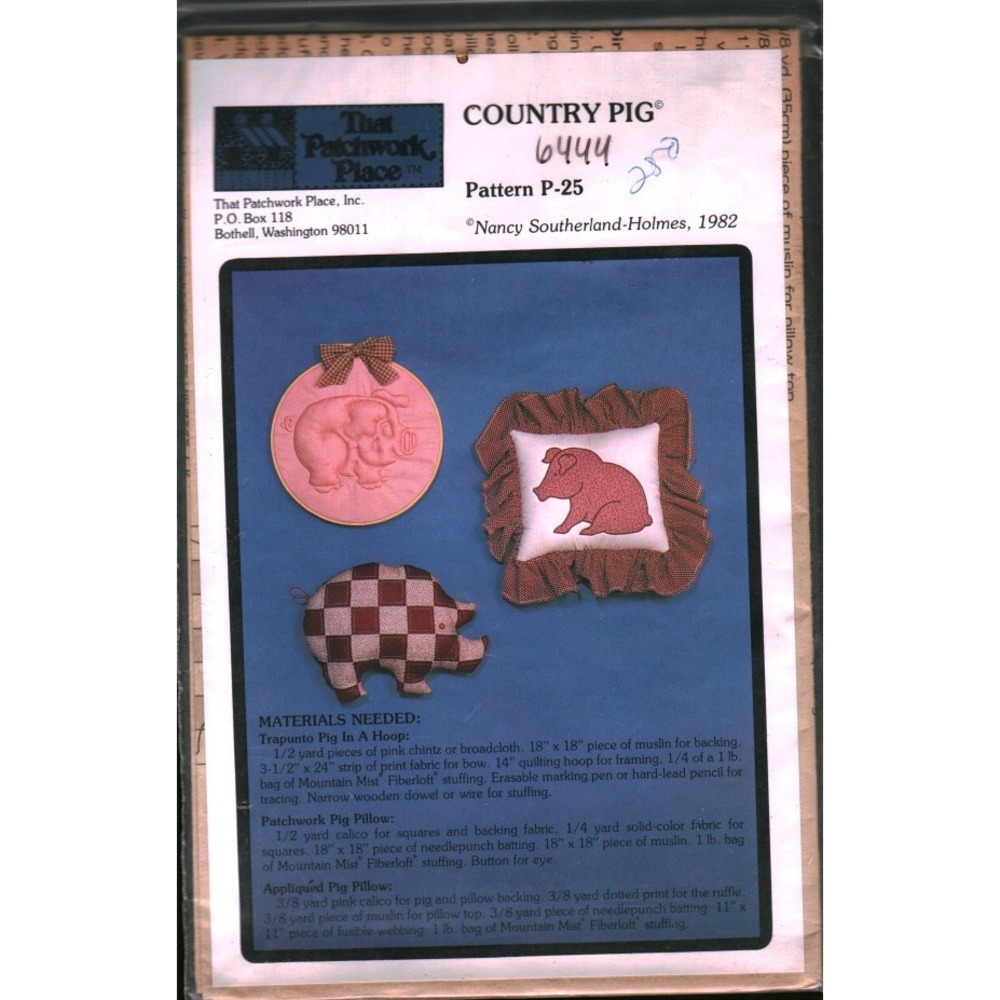 Vintage 1982 That Patchwork Place Country Pig Pattern Nancy Southerland-Holmes